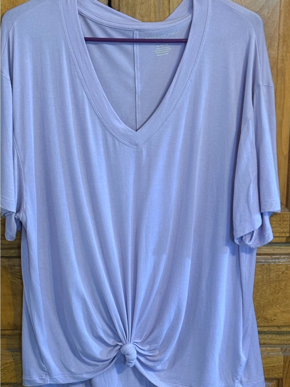 American Eagle Lavender V-Neck Knot Front Women’s Top XL
